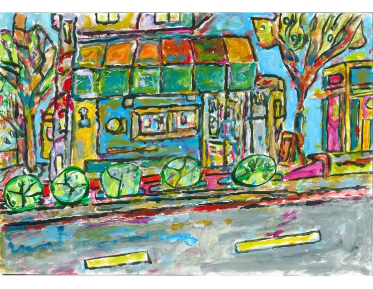 夏の夜のカフェテリア